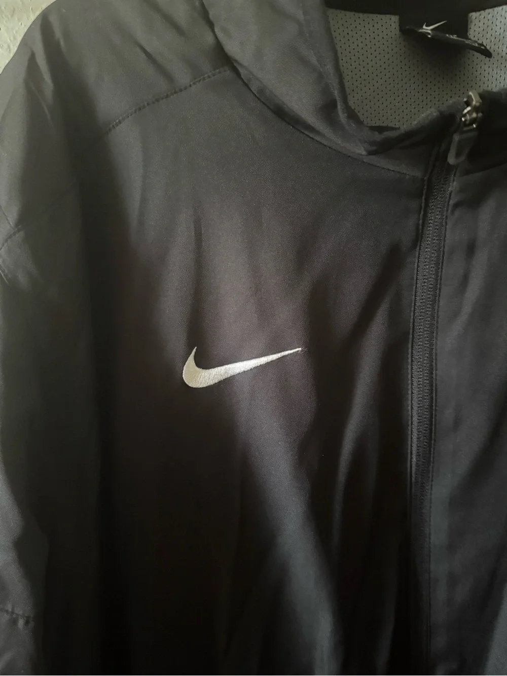 Nike Black Windbreaker Jacket with White Swoosh